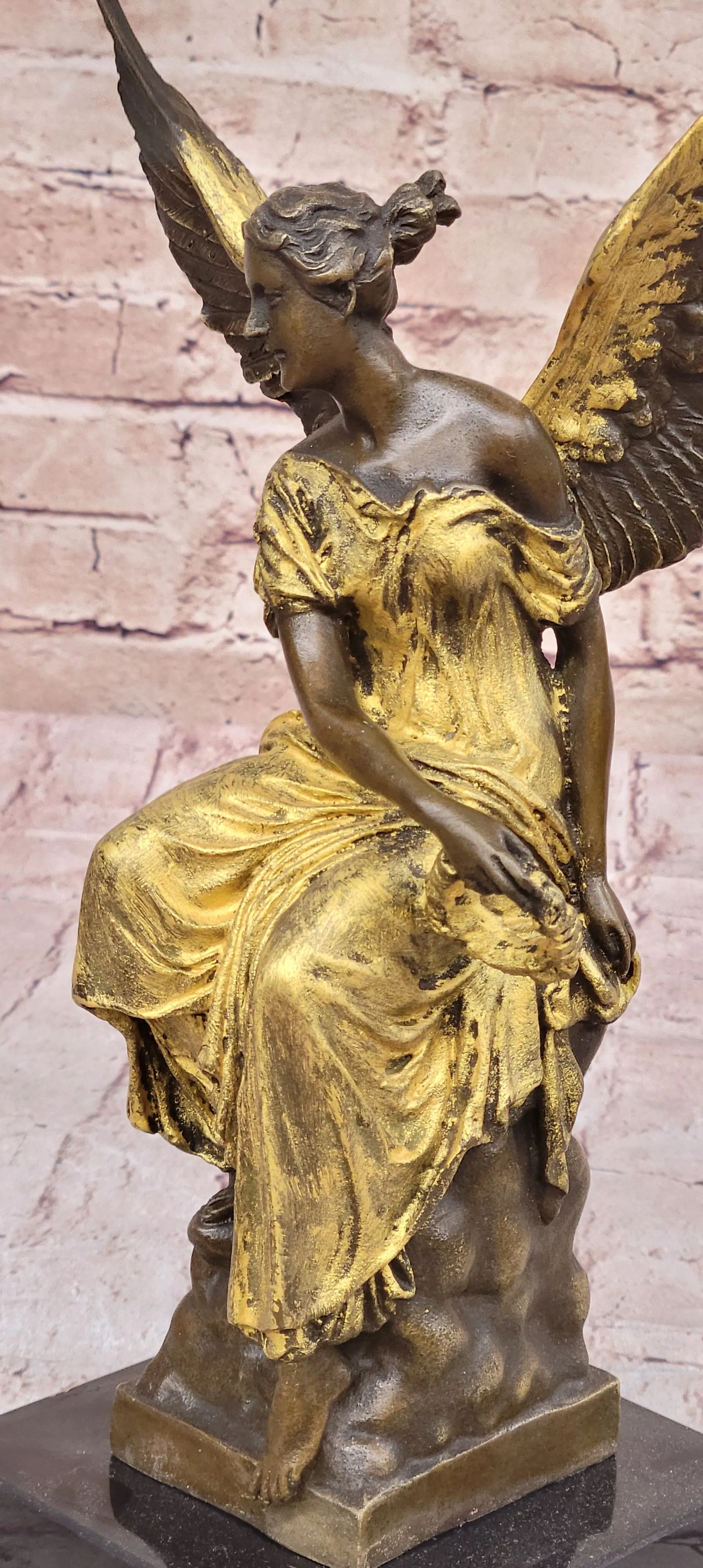 Art Deco Xmas Christmas Angel Bronze Sculpture Louver Museum Quality Home Decor